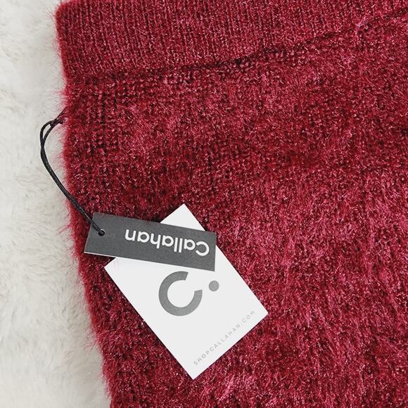 Callahan Revolve Genny Eyelash Fuzzy Knit Mini Skirt Red XSmall Winter - Picture 8 of 14